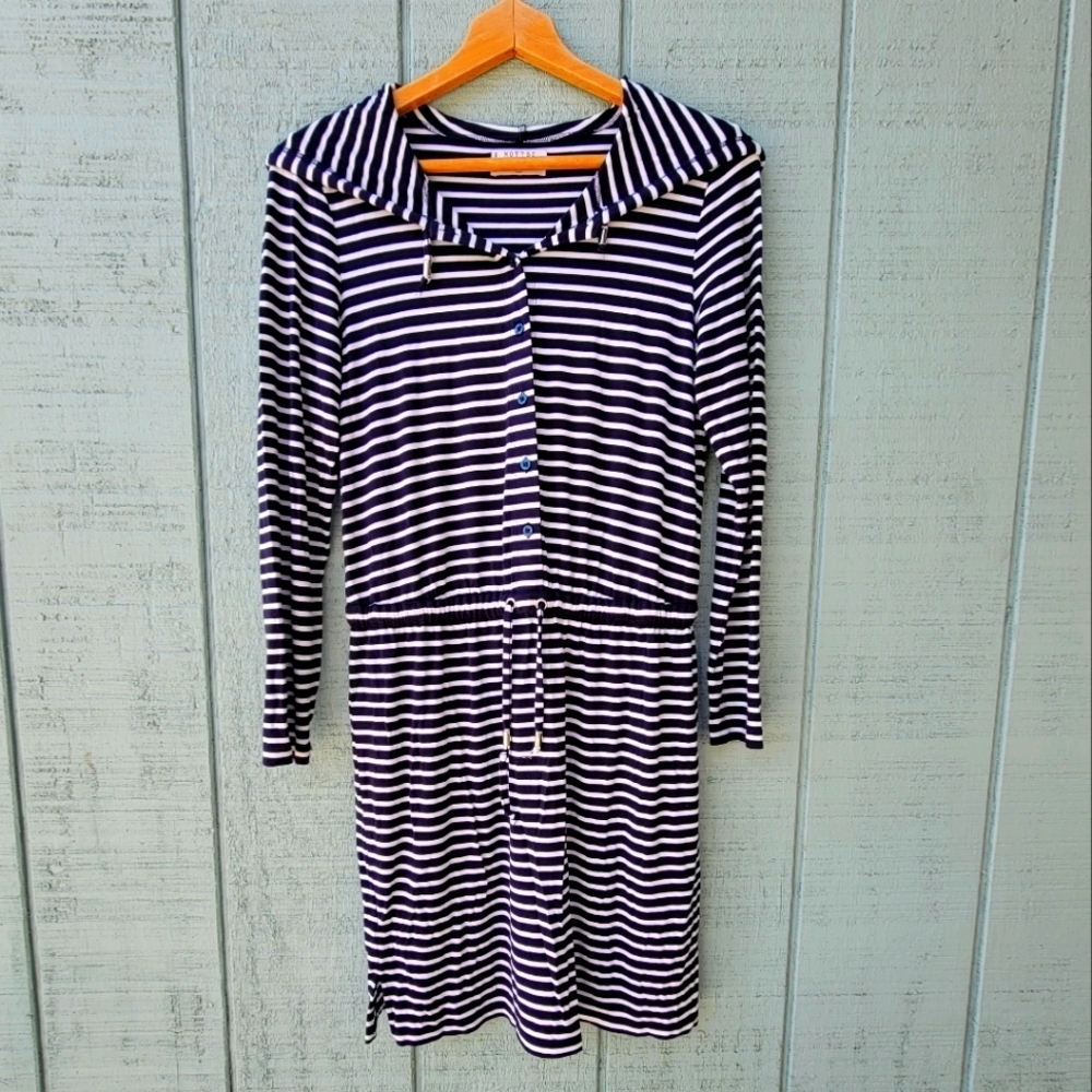 Mott 50 Hooded Striped Sun Protection Bamboo Dress size XS/S Navy White